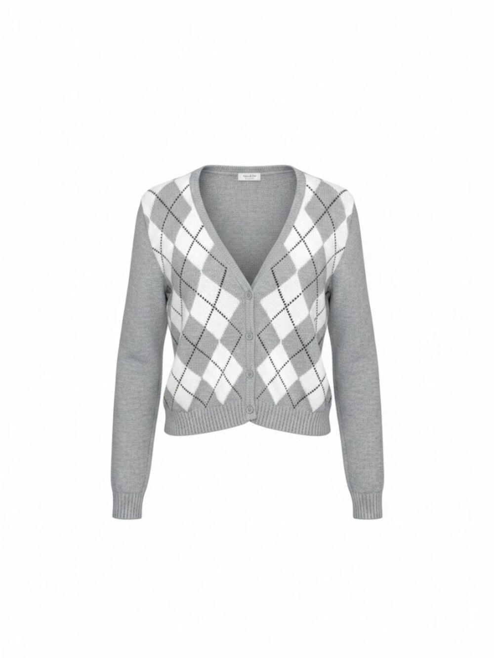 John Galt Brandy Melville Gray Vintage Argyle Knit Cardigan  Sweater